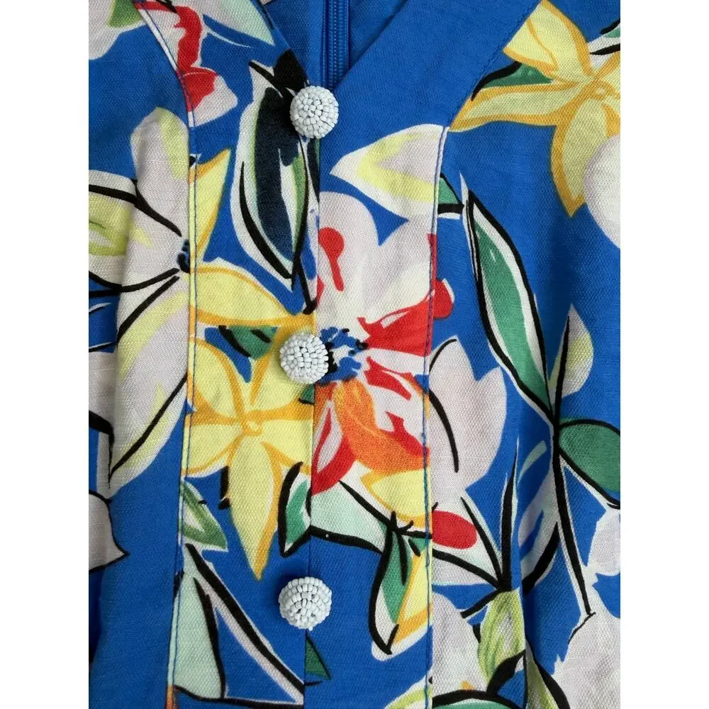 Skies Are Blue Floral Short Romper Sz XS Garden Floral Cottagecore Coastal Beach